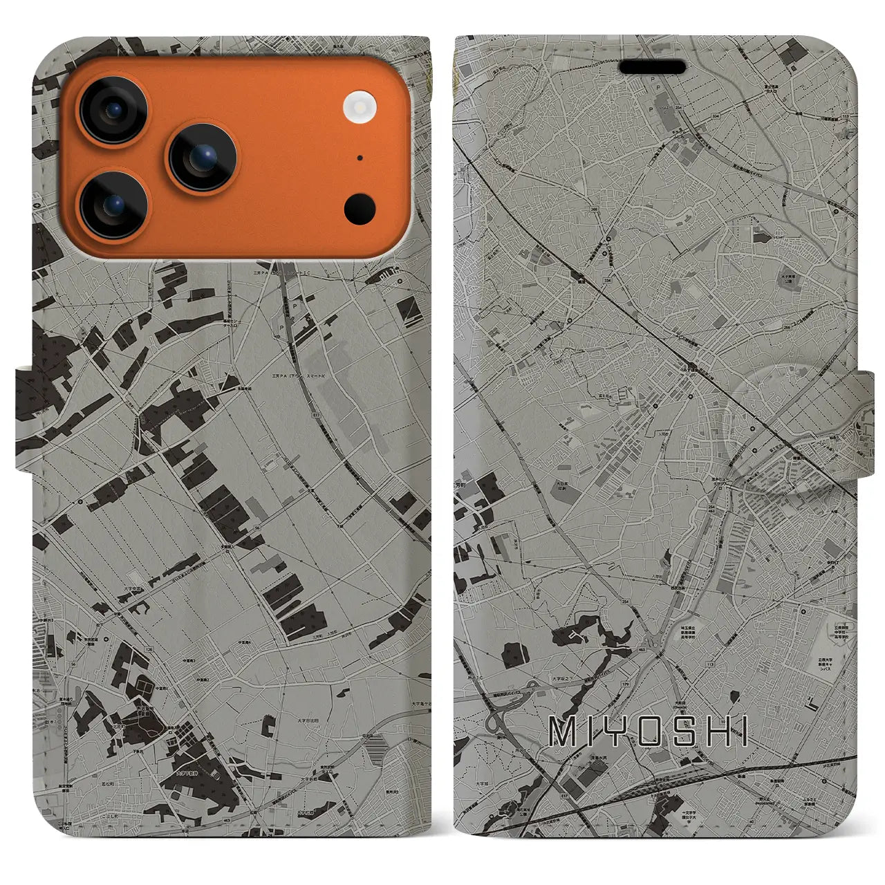 【三芳（埼玉県）】地図柄iPhoneケース（手帳タイプ）