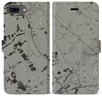 【三芳（埼玉県）】地図柄iPhoneケース（手帳タイプ）モノトーン・iPhone 8Plus /7Plus / 6sPlus / 6Plus 用