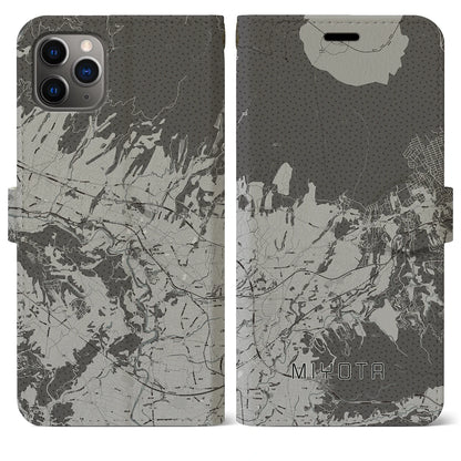 【御代田（長野県）】地図柄iPhoneケース（手帳タイプ）モノトーン・iPhone 11 Pro Max 用