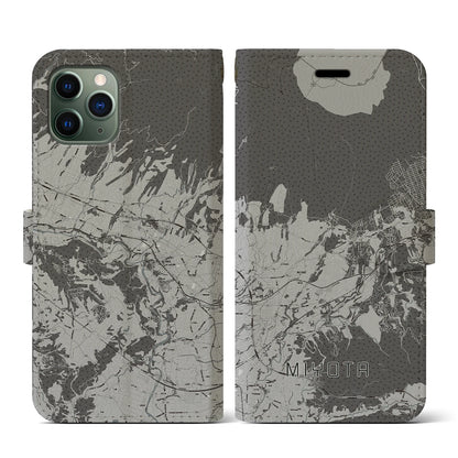 【御代田（長野県）】地図柄iPhoneケース（手帳タイプ）モノトーン・iPhone 11 Pro 用