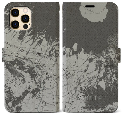 【御代田（長野県）】地図柄iPhoneケース（手帳タイプ）モノトーン・iPhone 12 Pro Max 用