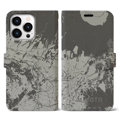 【御代田（長野県）】地図柄iPhoneケース（手帳タイプ）モノトーン・iPhone 13 Pro 用