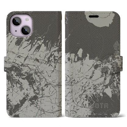 【御代田（長野県）】地図柄iPhoneケース（手帳タイプ）モノトーン・iPhone 14 用