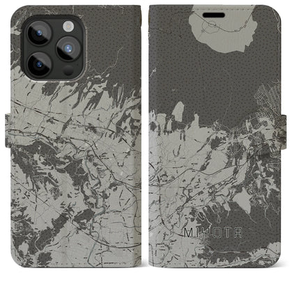 【御代田（長野県）】地図柄iPhoneケース（手帳タイプ）モノトーン・iPhone 15 Pro Max 用