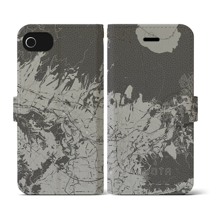 【御代田（長野県）】地図柄iPhoneケース（手帳タイプ）モノトーン・iPhone SE（第3 / 第2世代） / 8 / 7 / 6s / 6 用