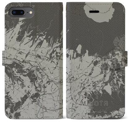 【御代田（長野県）】地図柄iPhoneケース（手帳タイプ）モノトーン・iPhone 8Plus /7Plus / 6sPlus / 6Plus 用