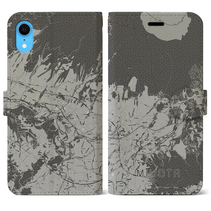 【御代田（長野県）】地図柄iPhoneケース（手帳タイプ）モノトーン・iPhone XR 用