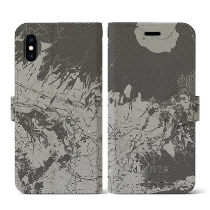 【御代田（長野県）】地図柄iPhoneケース（手帳タイプ）モノトーン・iPhone XS / X 用