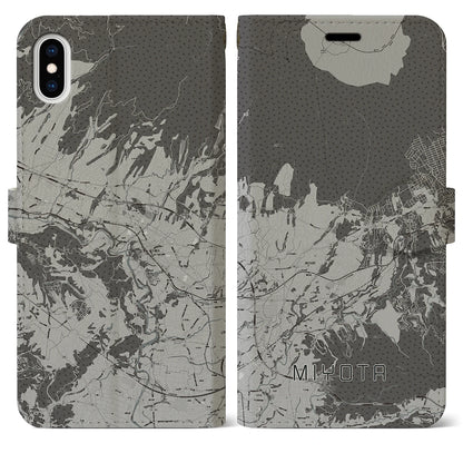 【御代田（長野県）】地図柄iPhoneケース（手帳タイプ）モノトーン・iPhone XS Max 用