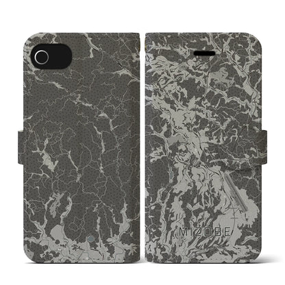 【溝辺（鹿児島県）】地図柄iPhoneケース（手帳タイプ）モノトーン・iPhone SE（第3 / 第2世代） / 8 / 7 / 6s / 6 用