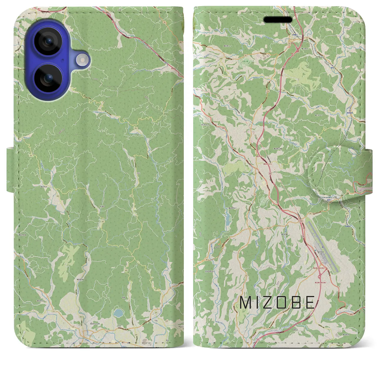 【溝辺（鹿児島県）】地図柄iPhoneケース（手帳タイプ）ナチュラル・iPhone 16 Pro Max 用