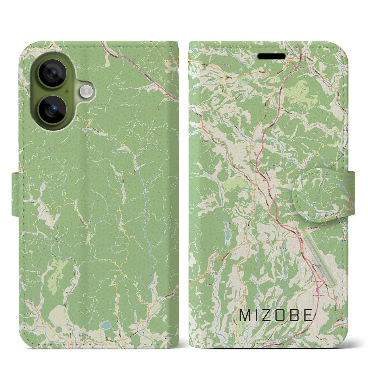 【溝辺（鹿児島県）】地図柄iPhoneケース（手帳タイプ）