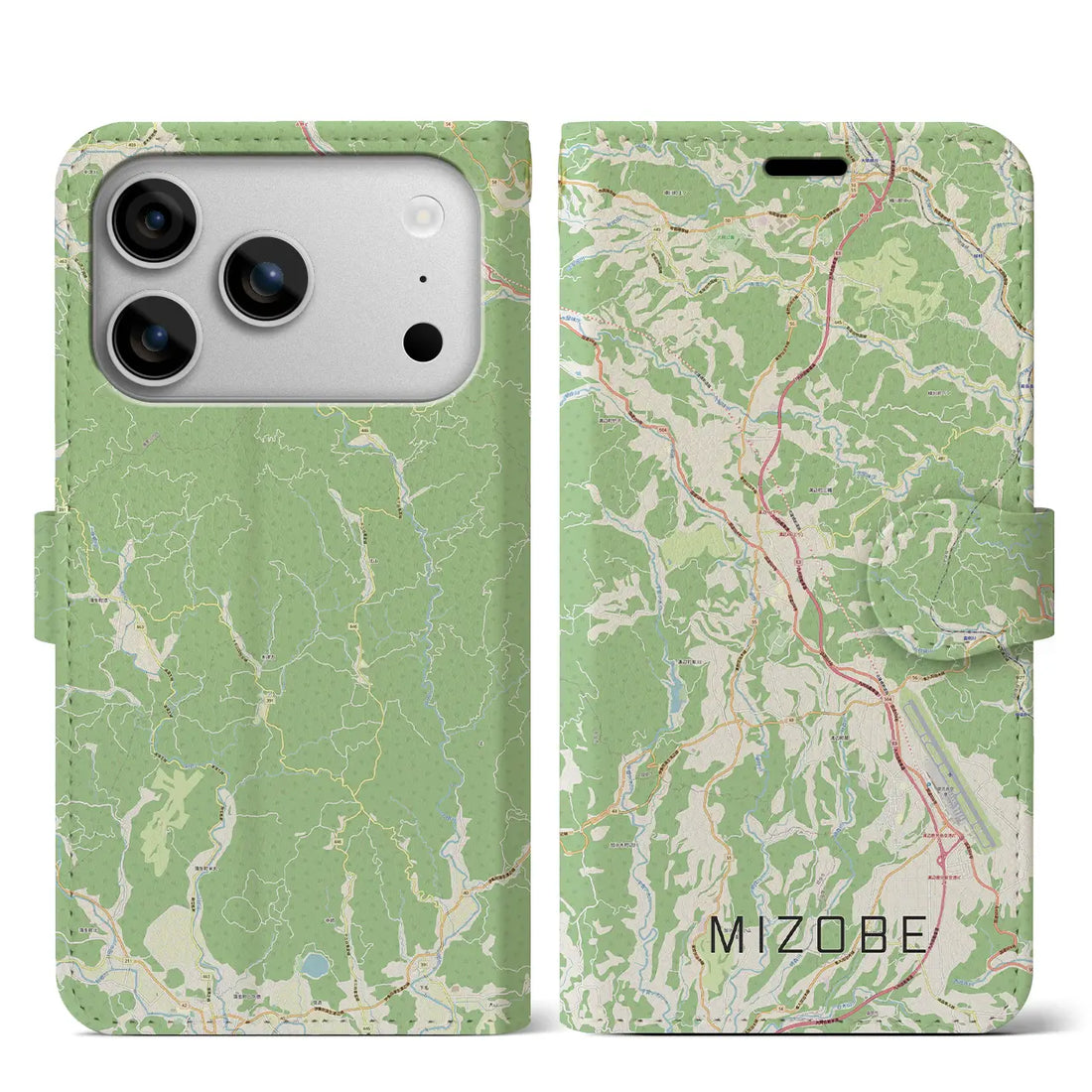 【溝辺（鹿児島県）】地図柄iPhoneケース（手帳タイプ）モノトーン・iPhone 17 Pro Max 用