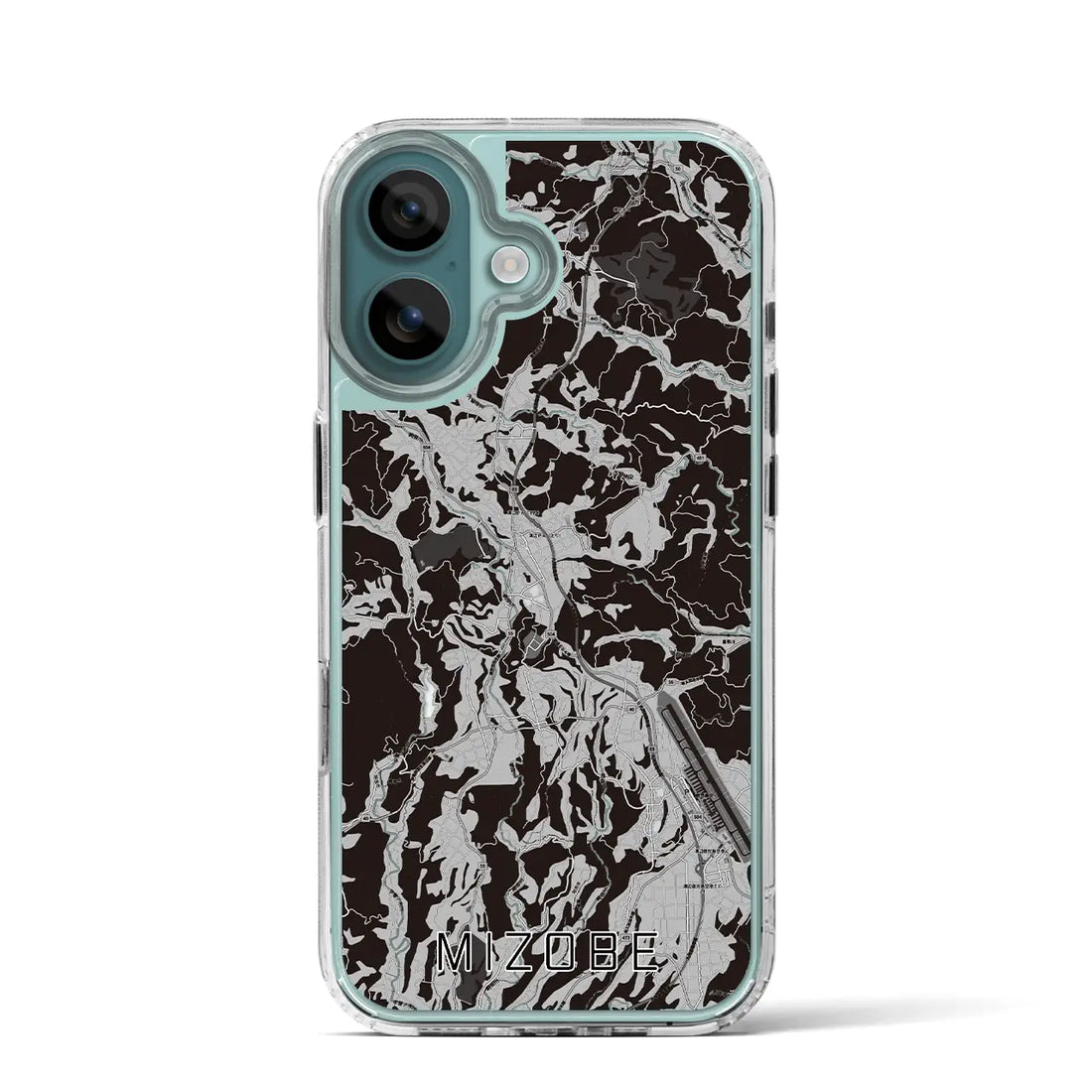 【溝辺（鹿児島県）】地図柄iPhoneケース（MagSafeタイプ）モノトーン・iPhone 16 Pro 用