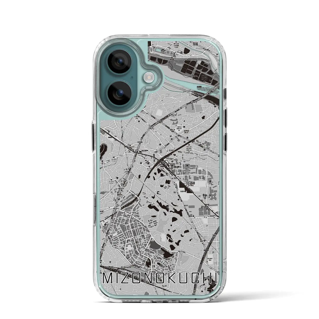 【溝の口（神奈川県）】地図柄iPhoneケース（MagSafeタイプ）モノトーン・iPhone 16 Pro 用