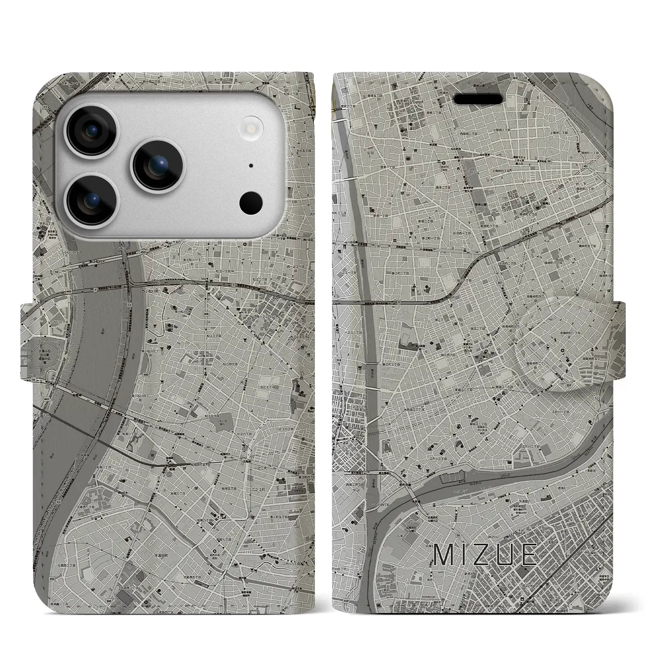 【瑞江（東京都）】地図柄iPhoneケース（手帳タイプ）