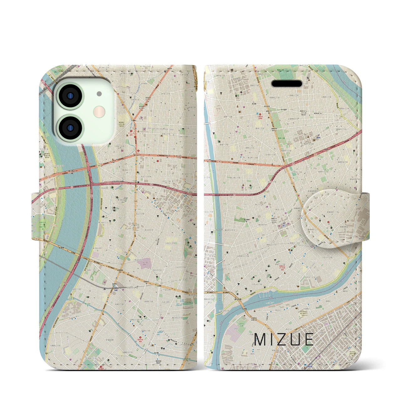 【瑞江（東京都）】地図柄iPhoneケース（手帳タイプ）