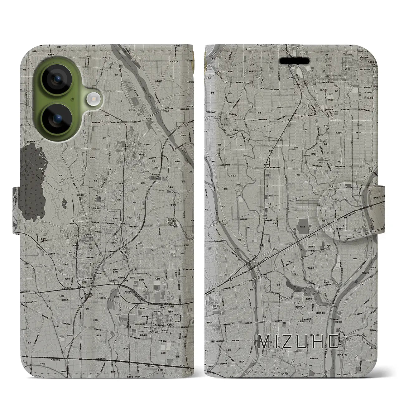 【瑞穂（岐阜県）】地図柄iPhoneケース（手帳タイプ）