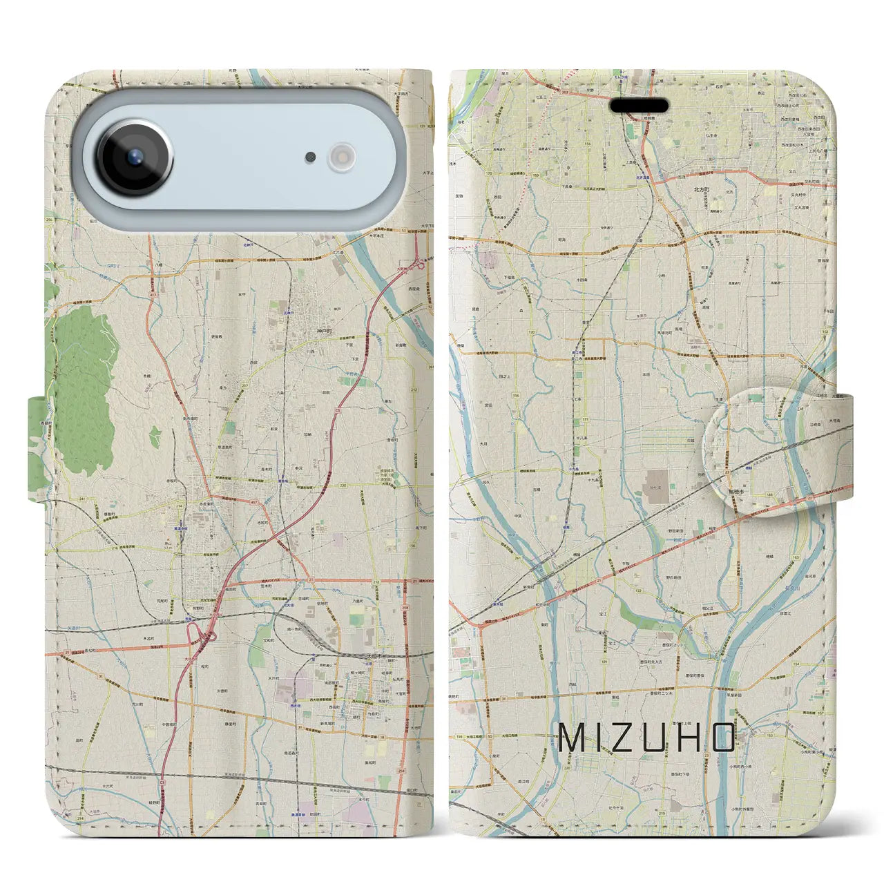 【瑞穂（岐阜県）】地図柄iPhoneケース（手帳タイプ）