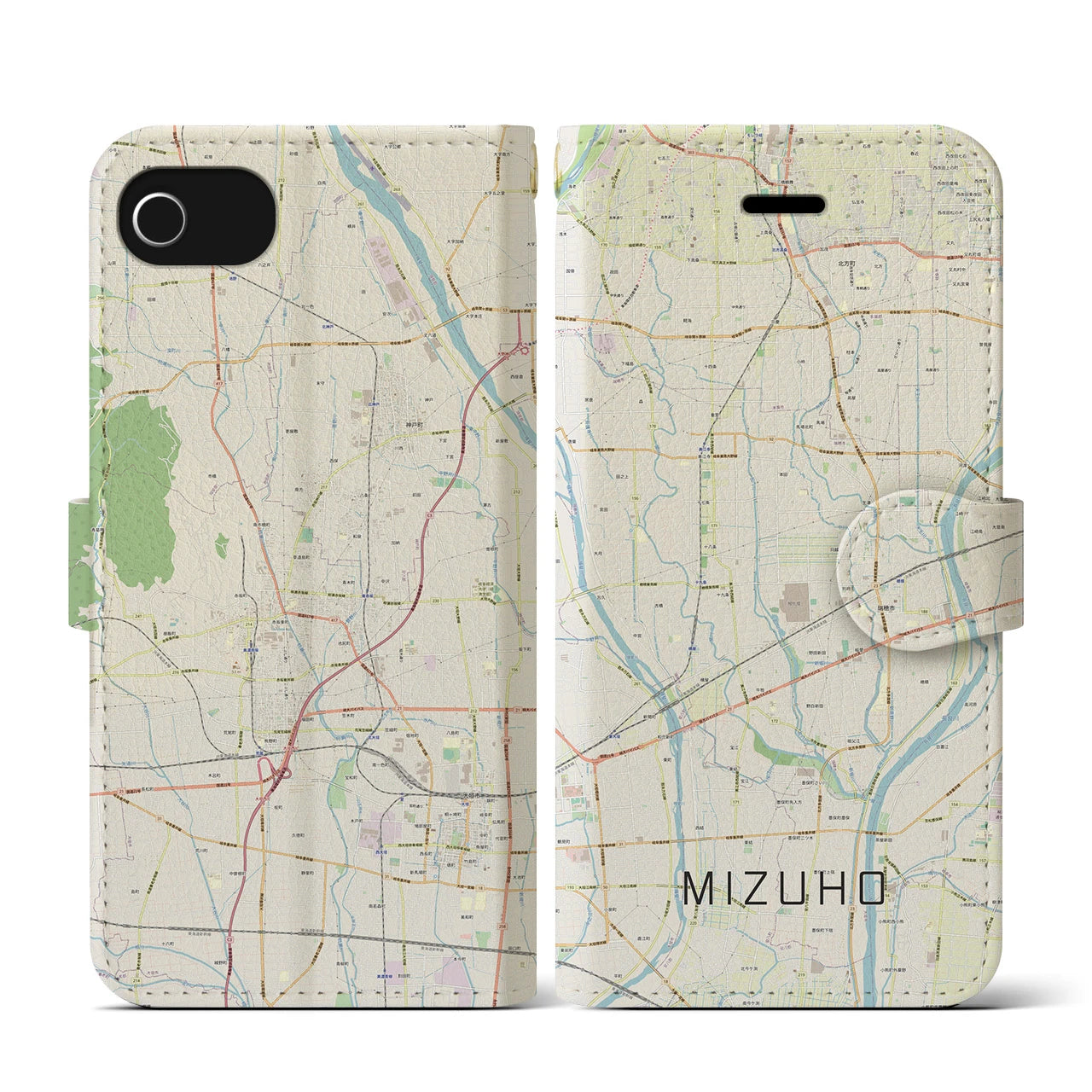 【瑞穂（岐阜県）】地図柄iPhoneケース（手帳タイプ）