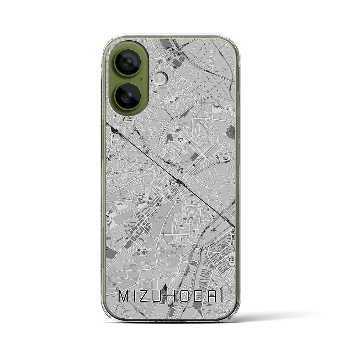 【みずほ台（埼玉県）】地図柄iPhoneケース（クリアタイプ）モノトーン・iPhone 17 Pro Max 用