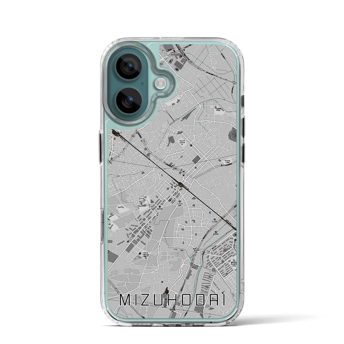 【みずほ台（埼玉県）】地図柄iPhoneケース（MagSafeタイプ）モノトーン・iPhone 16 Pro 用