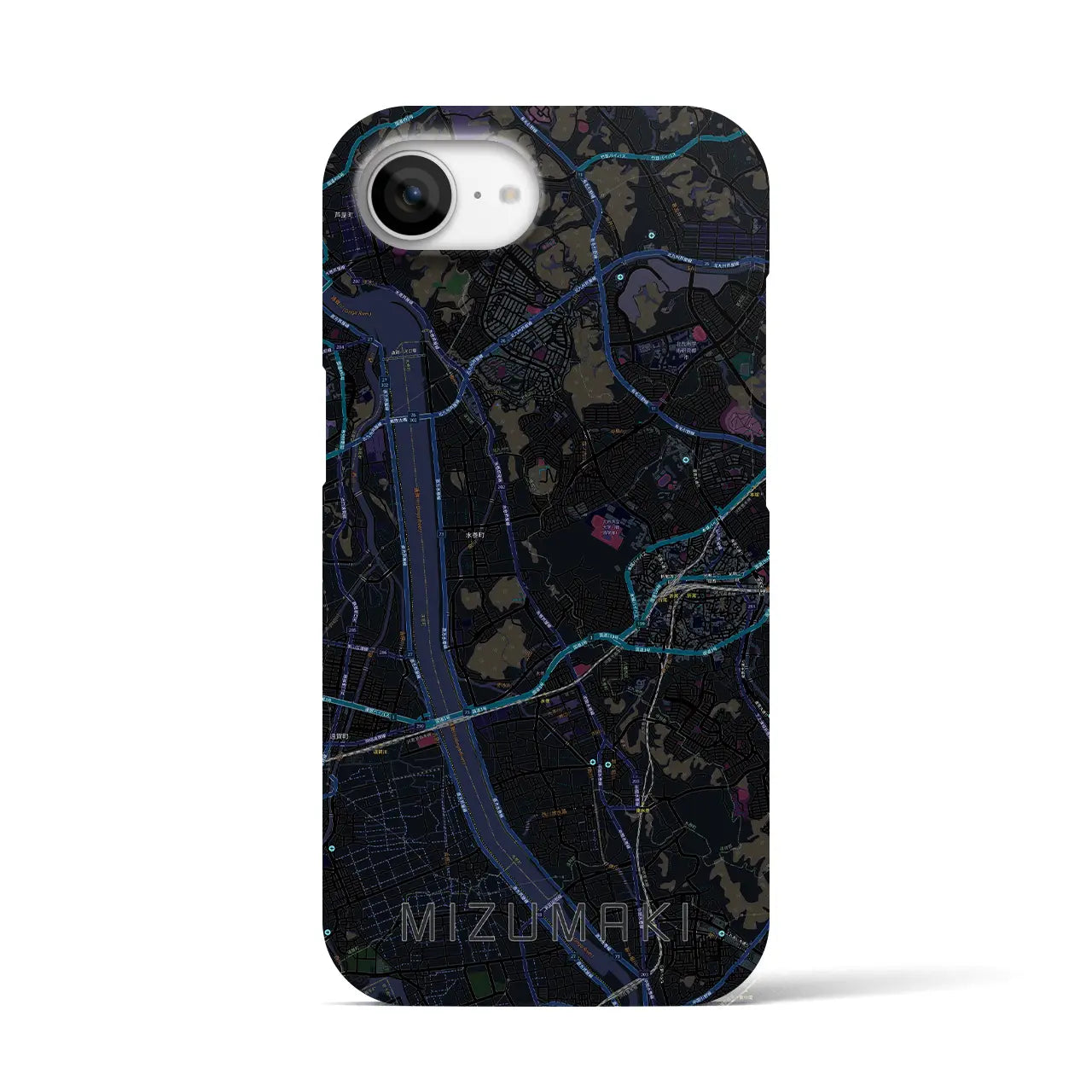 【水巻（福岡県）】地図柄iPhoneケース（バックカバータイプ）