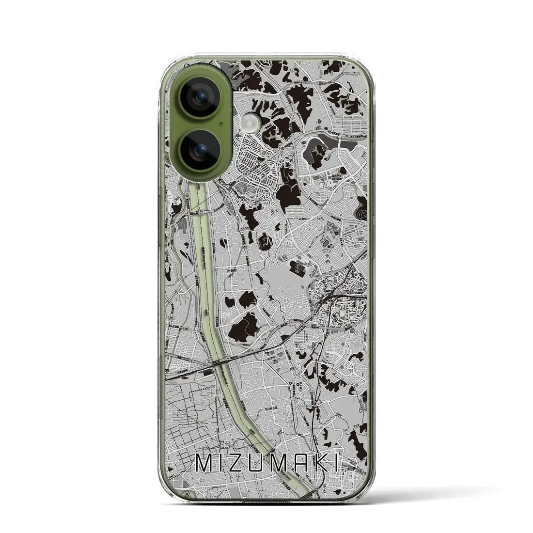 【水巻（福岡県）】地図柄iPhoneケース（クリアタイプ）モノトーン・iPhone 17 Pro Max 用