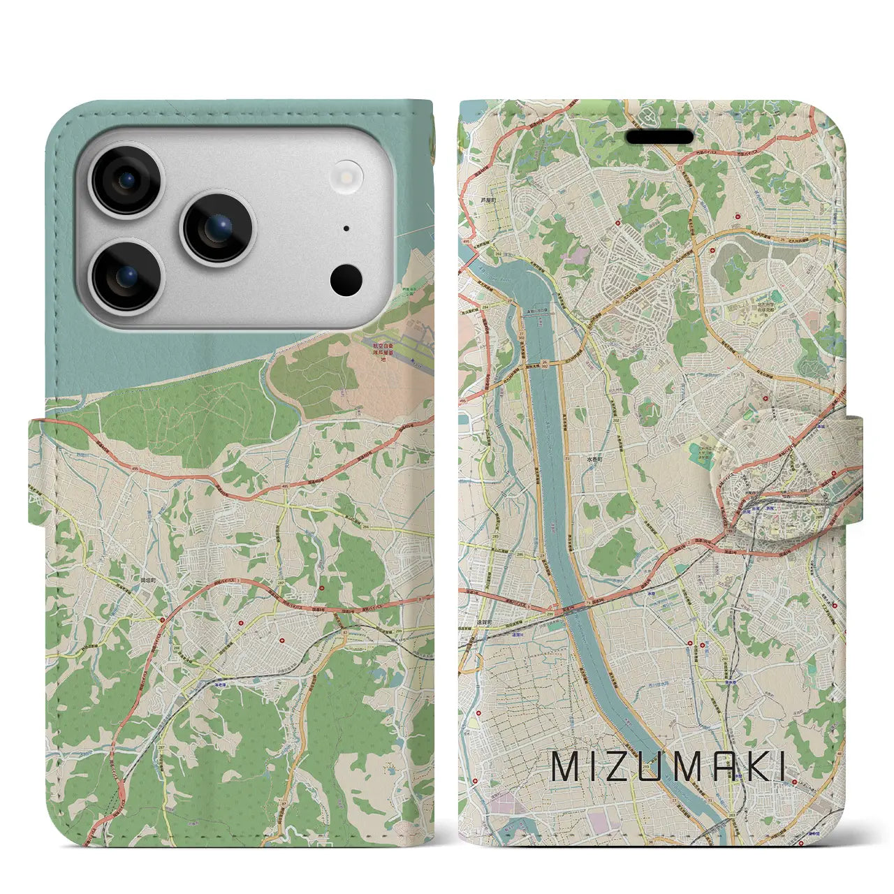 【水巻（福岡県）】地図柄iPhoneケース（手帳タイプ）