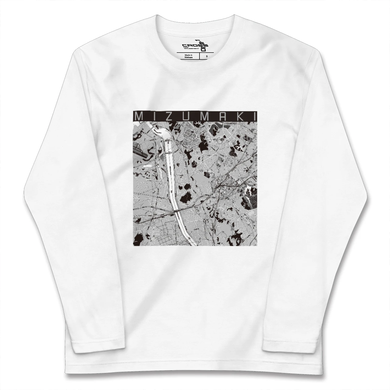 【水巻（福岡県）】地図柄ロングスリーブTシャツ