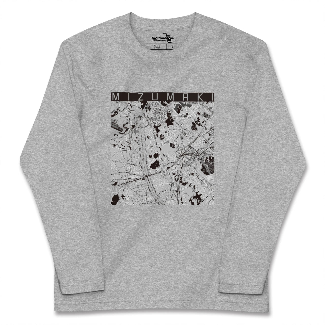 【水巻（福岡県）】地図柄ロングスリーブTシャツ