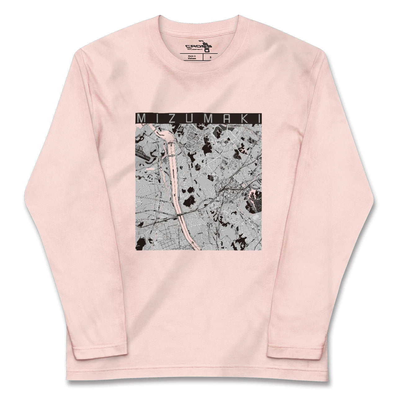 【水巻（福岡県）】地図柄ロングスリーブTシャツ