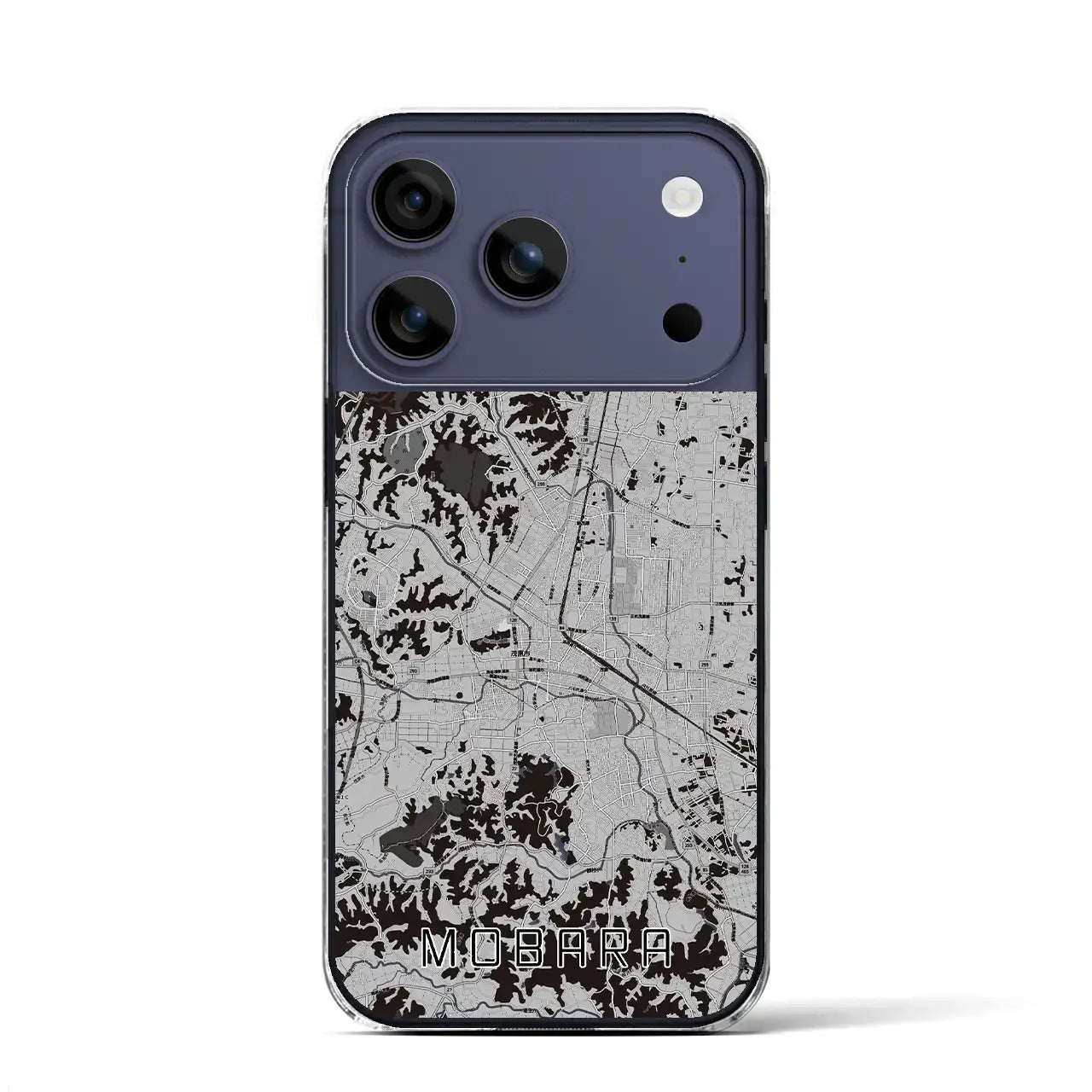 【茂原（千葉県）】地図柄iPhoneケース（クリアタイプ）モノトーン・iPhone 17 Pro Max 用