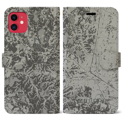 【茂原（千葉県）】地図柄iPhoneケース（手帳タイプ）モノトーン・iPhone 11 用