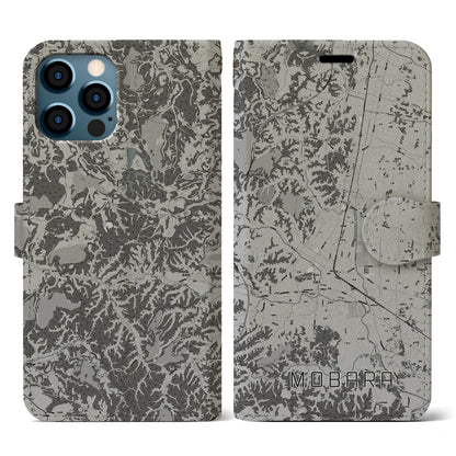 【茂原（千葉県）】地図柄iPhoneケース（手帳タイプ）モノトーン・iPhone 12 / 12 Pro 用