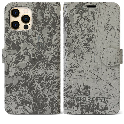 【茂原（千葉県）】地図柄iPhoneケース（手帳タイプ）モノトーン・iPhone 12 Pro Max 用