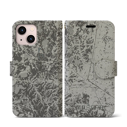 【茂原（千葉県）】地図柄iPhoneケース（手帳タイプ）モノトーン・iPhone 13 mini 用