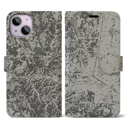 【茂原（千葉県）】地図柄iPhoneケース（手帳タイプ）モノトーン・iPhone 14 用