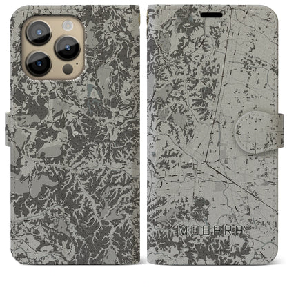 【茂原（千葉県）】地図柄iPhoneケース（手帳タイプ）モノトーン・iPhone 14 Pro Max 用