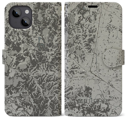 【茂原（千葉県）】地図柄iPhoneケース（手帳タイプ）モノトーン・iPhone 14 Plus 用