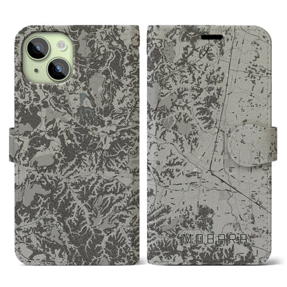 【茂原（千葉県）】地図柄iPhoneケース（手帳タイプ）モノトーン・iPhone 15 用