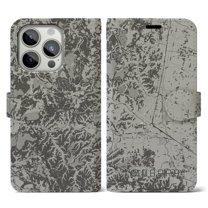 【茂原（千葉県）】地図柄iPhoneケース（手帳タイプ）モノトーン・iPhone 15 Pro 用