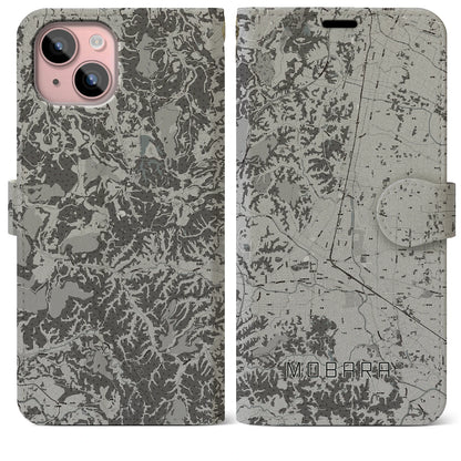 【茂原（千葉県）】地図柄iPhoneケース（手帳タイプ）モノトーン・iPhone 15 Plus 用