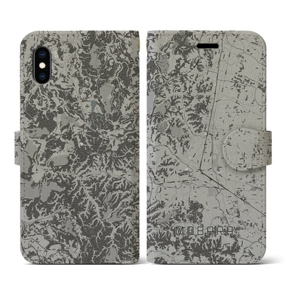 【茂原（千葉県）】地図柄iPhoneケース（手帳タイプ）モノトーン・iPhone XS / X 用