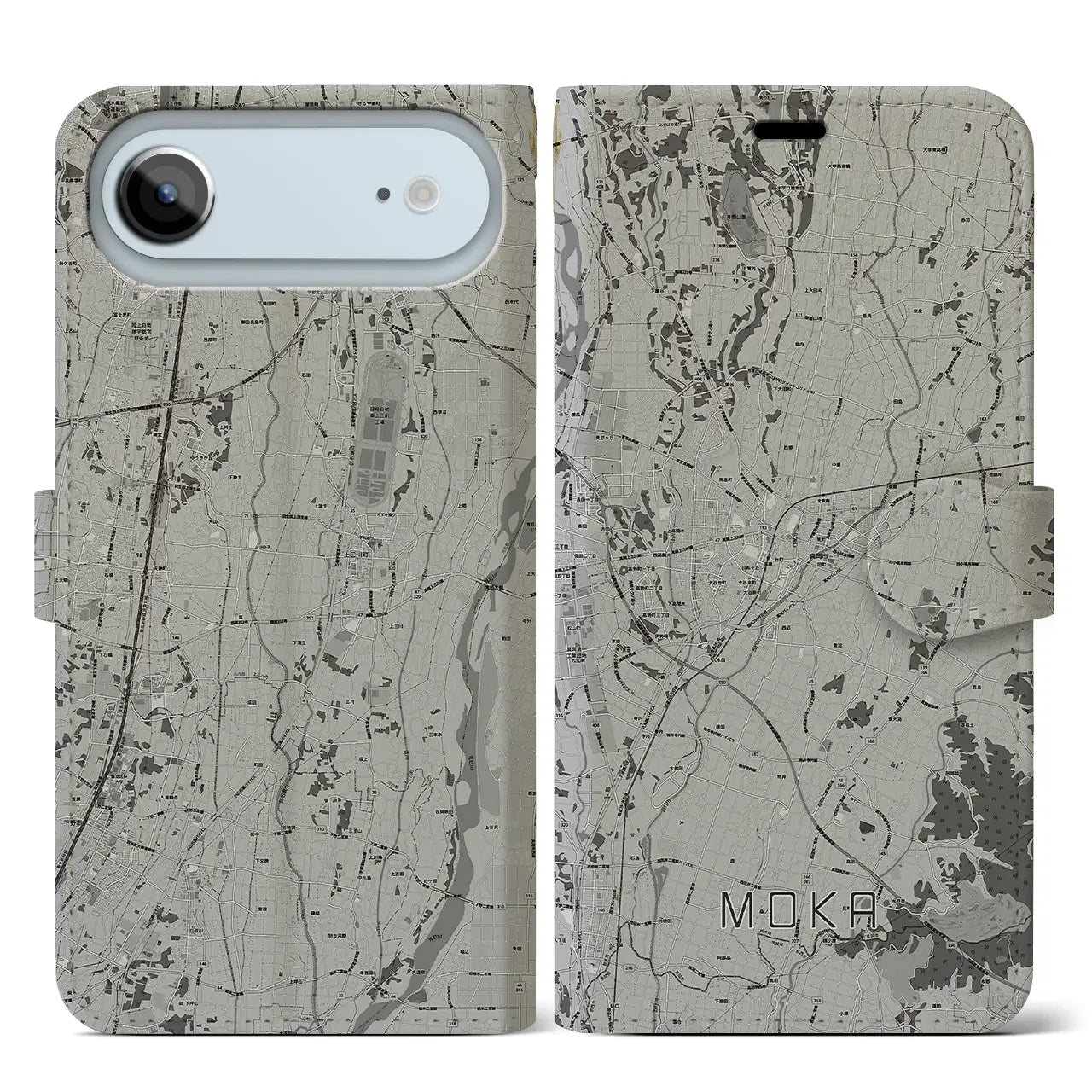 【真岡（栃木県）】地図柄iPhoneケース（手帳タイプ）