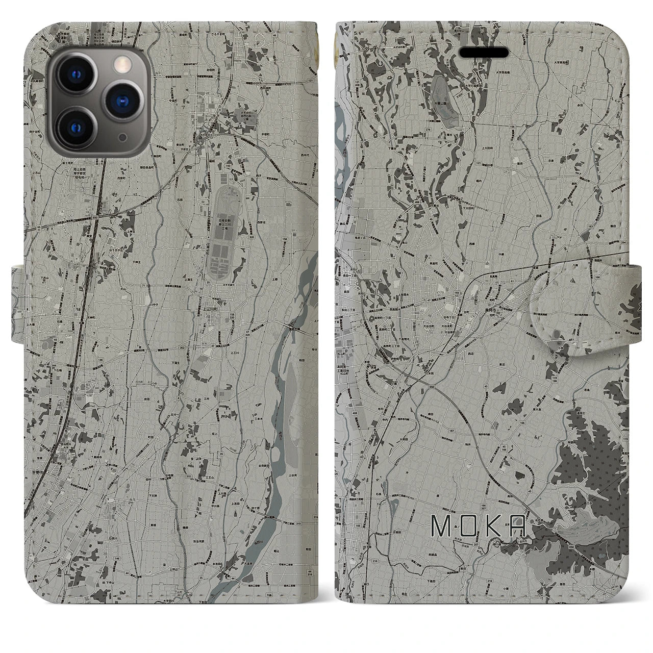 【真岡（栃木県）】地図柄iPhoneケース（手帳タイプ）