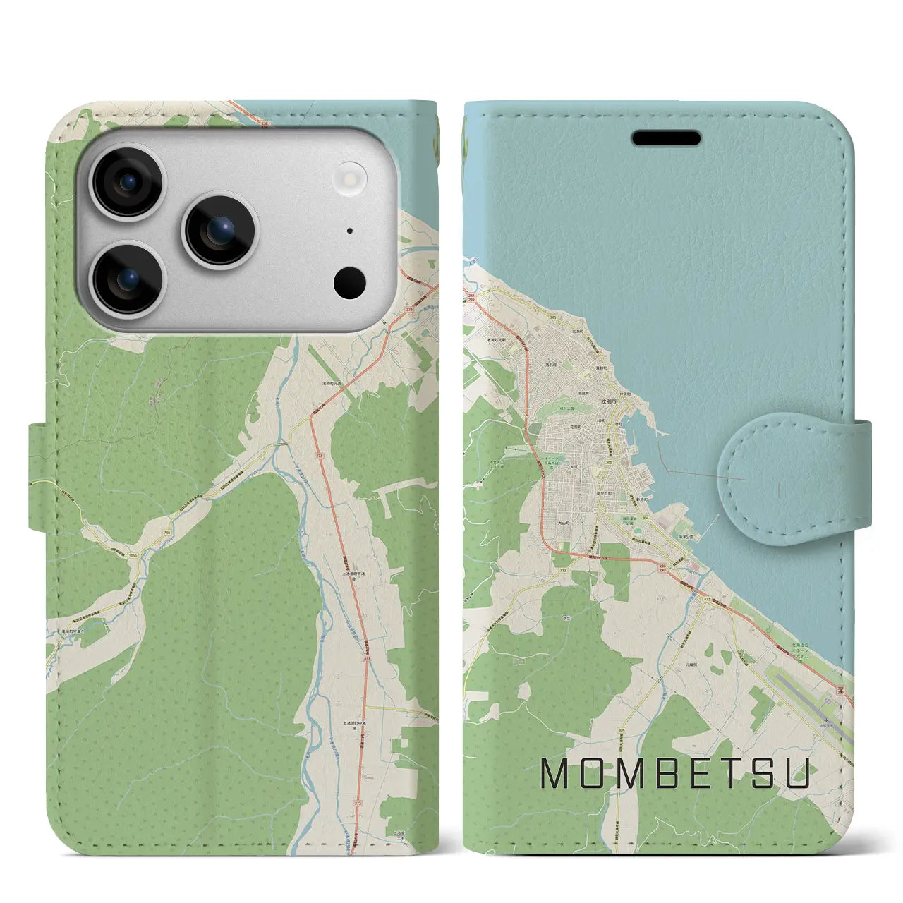 【紋別（北海道）】地図柄iPhoneケース（手帳タイプ）