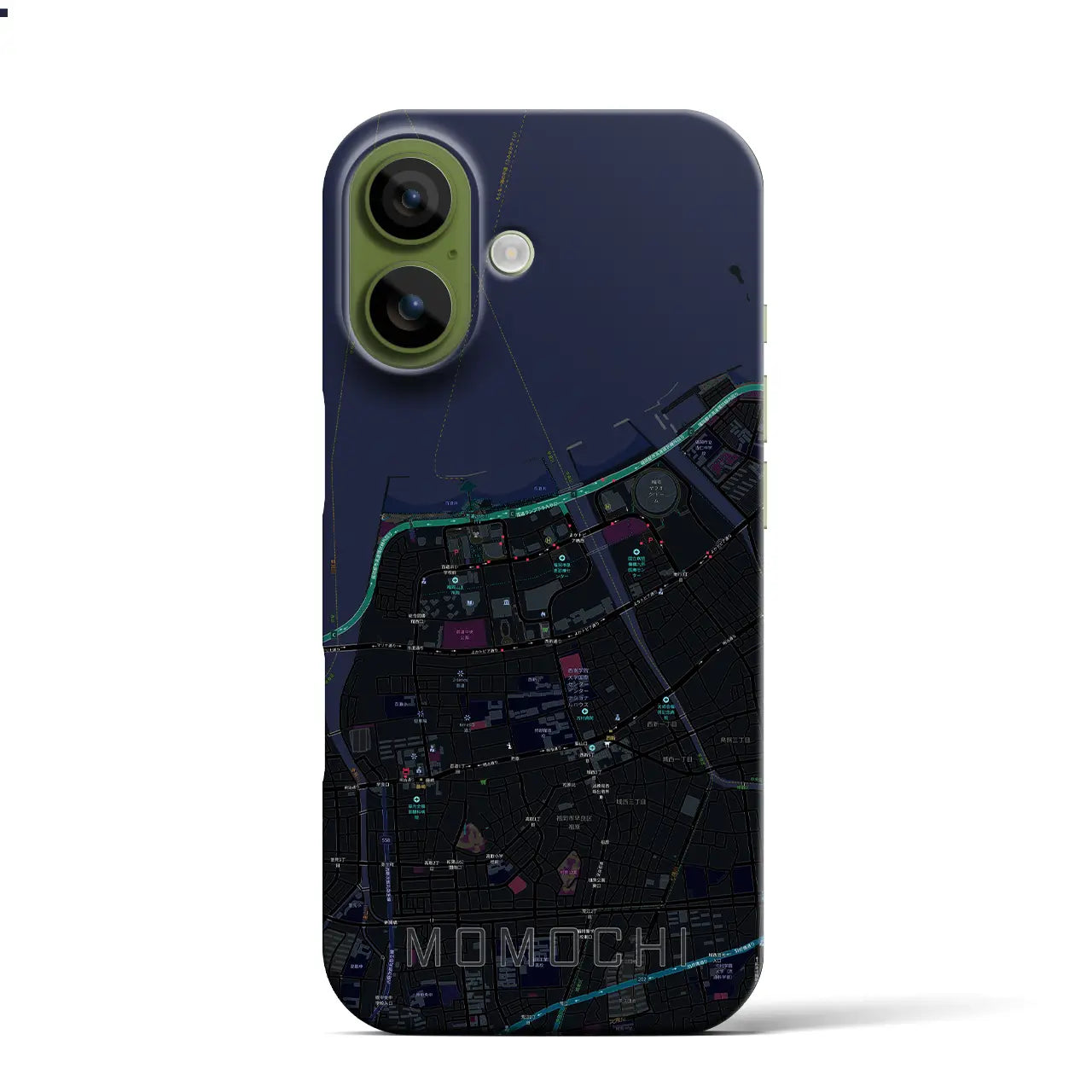 【百道（福岡県）】地図柄iPhoneケース（バックカバータイプ）