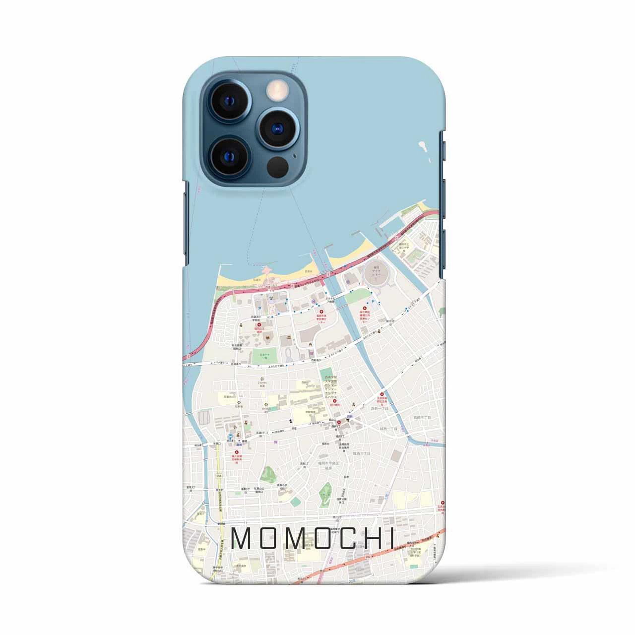 【百道（福岡県）】地図柄iPhoneケース（バックカバータイプ）