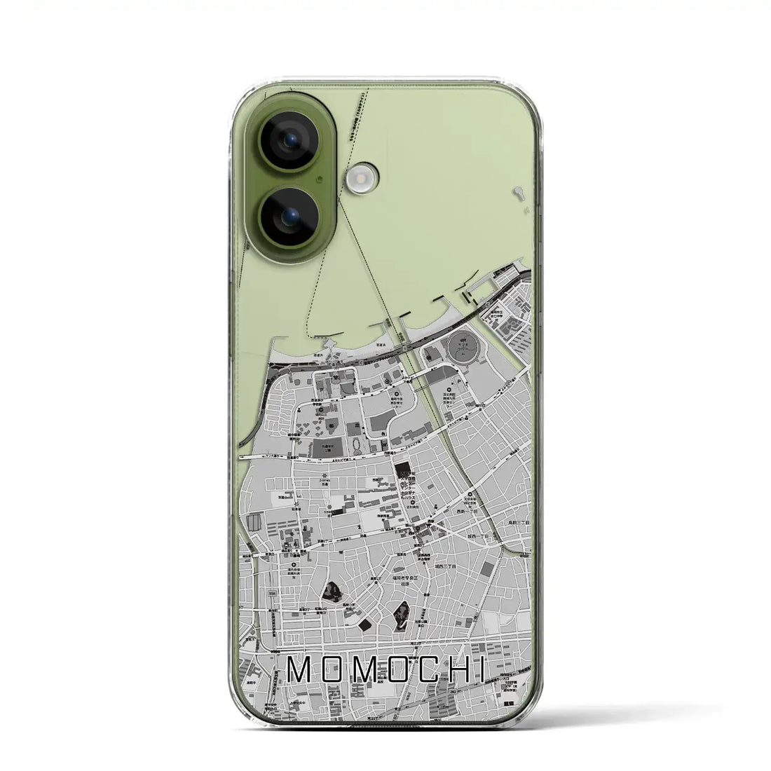 【百道（福岡県）】地図柄iPhoneケース（クリアタイプ）モノトーン・iPhone 17 Pro Max 用